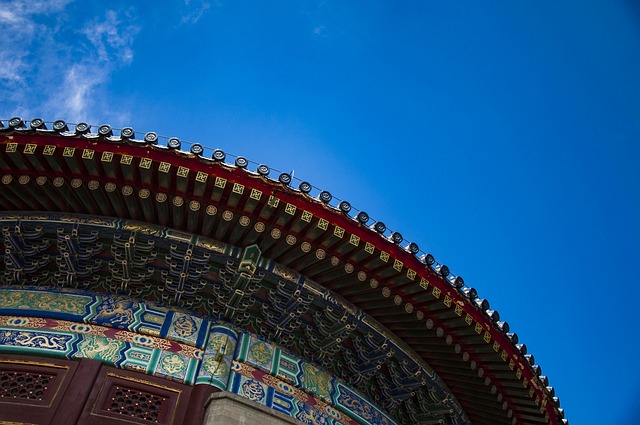 Roof of Chinese Ancient Architecture Against Blue Sky