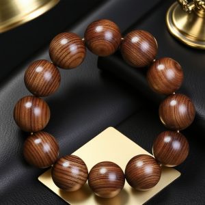 Exquisite Wooden Bead Bracelet with Distinctive Grain, Exhibiting a Luxurious and Sophisticated Style, Ideal for Jewelry Enthusiasts