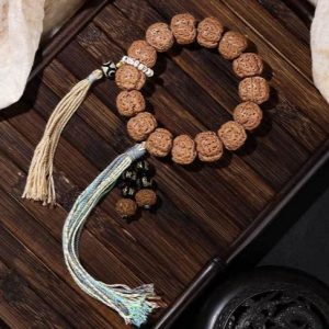 Exquisite Rudraksha Bracelet with Tassels and Diverse Ornaments, Showcasing Intricate Patterns and Traditional Style, Perfect for Jewelry Enthusiasts
