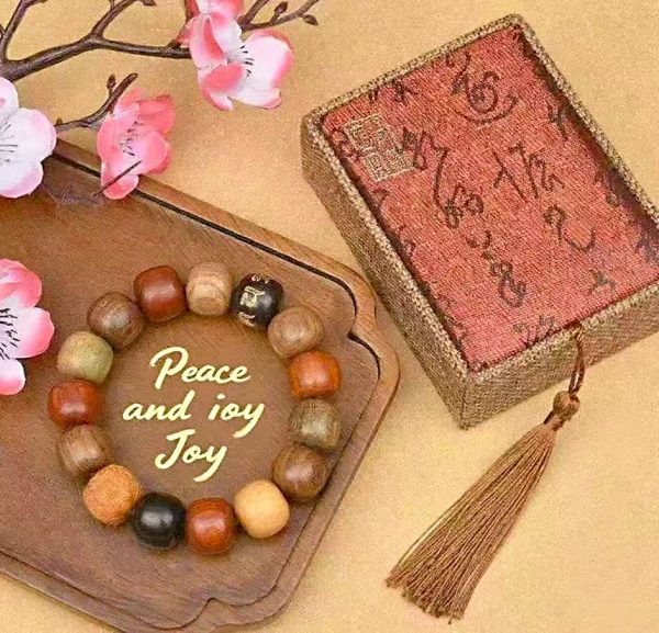 multicolored wooden bead good luck bracelet